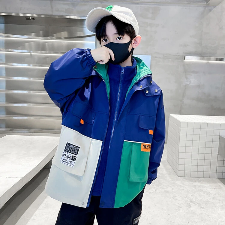 儿童装男童三合一可拆卸冲锋衣春秋冬款2025新款中大童6-12岁潮款