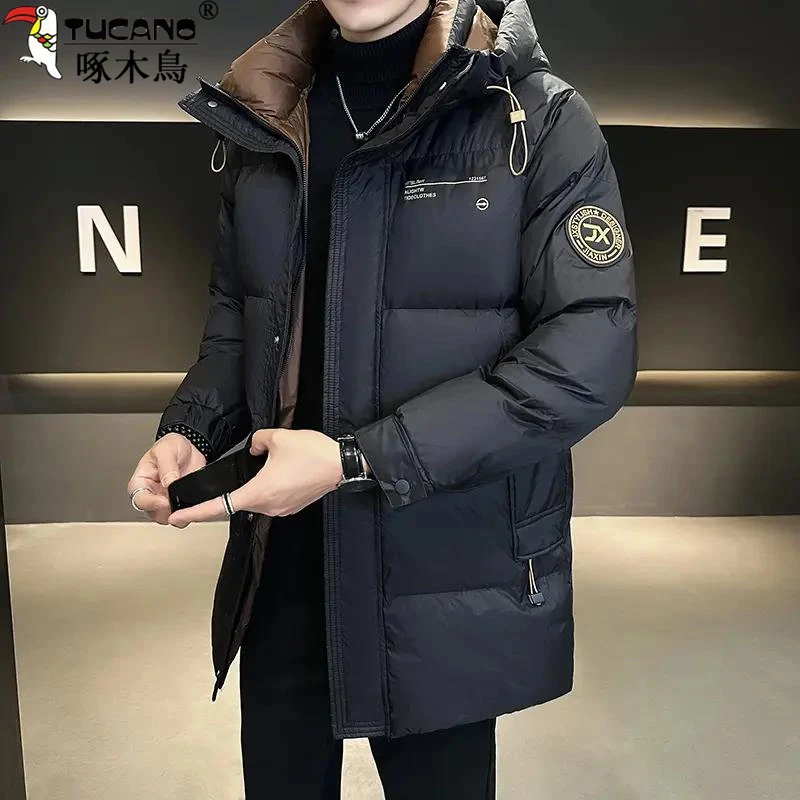 TUCANO/啄木鳥羽绒服男士秋冬新款中长款连帽帅气保暖加厚外套潮