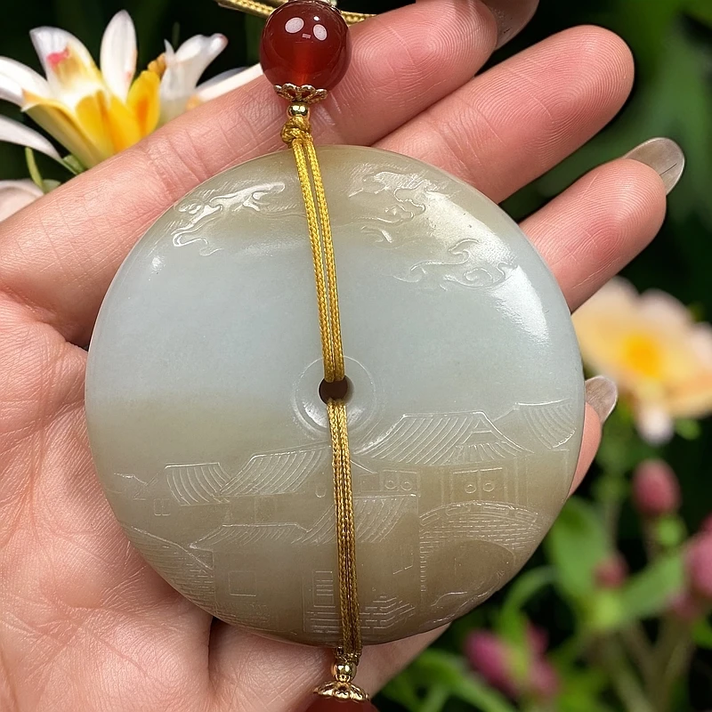 天然和田玉平安扣车挂腰挂