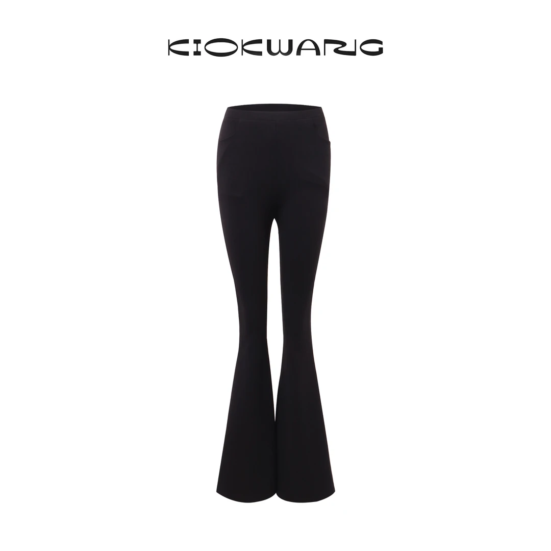 KIOKWANG//设计感修身显瘦高腰弹力阔腿微喇叭裤