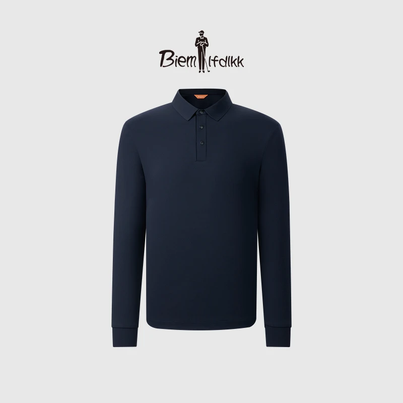 【轻量科技】比音勒芬秋新款男士商务休闲净色柔软长袖POLO衫