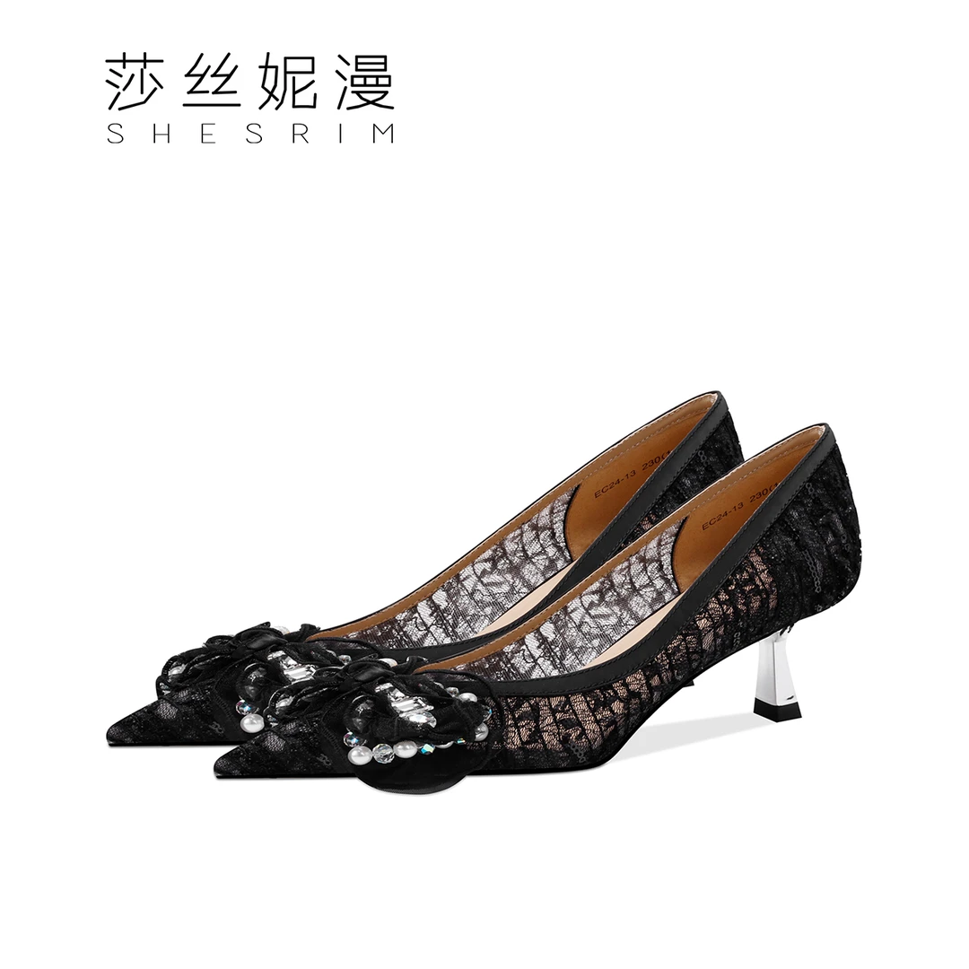 D47-年新款上线跟高4.5气质时尚细跟粗跟低跟春季新款单鞋女人味