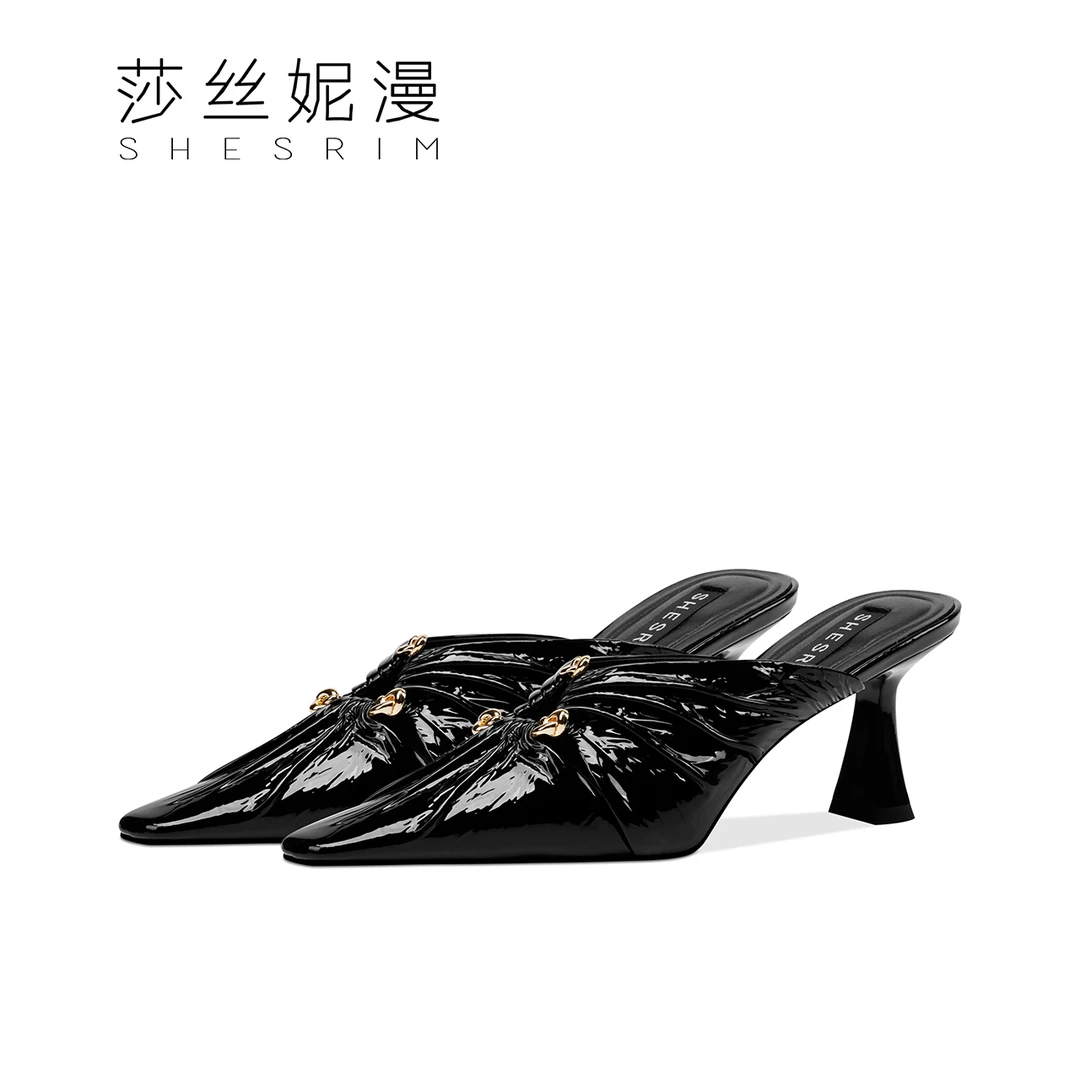 2024夏季上新款白色时尚百搭女士外穿高跟方头女鞋经典百搭时装