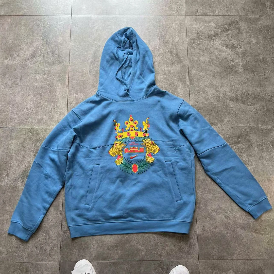 瑕疵款-NIke 詹姆斯篮球运动加绒训练连帽套头卫衣 蓝色