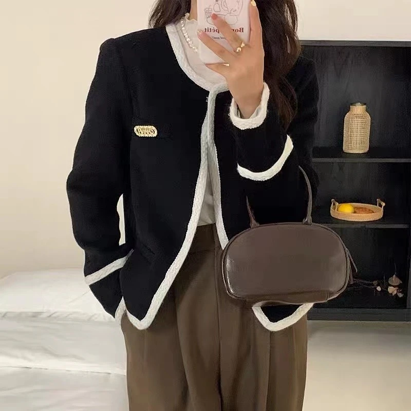 2024秋冬新款小香风羊绒大衣双面呢精致显瘦修身外套