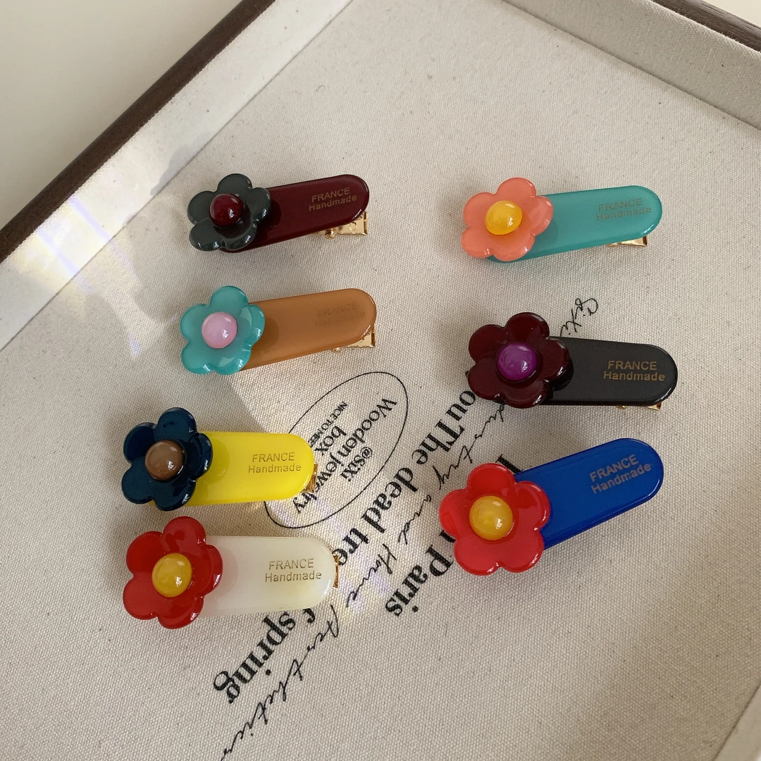 韩版可爱边夹头饰发饰小花卡子百搭刘海夹顶夹头卡鸭嘴夹头饰边夹