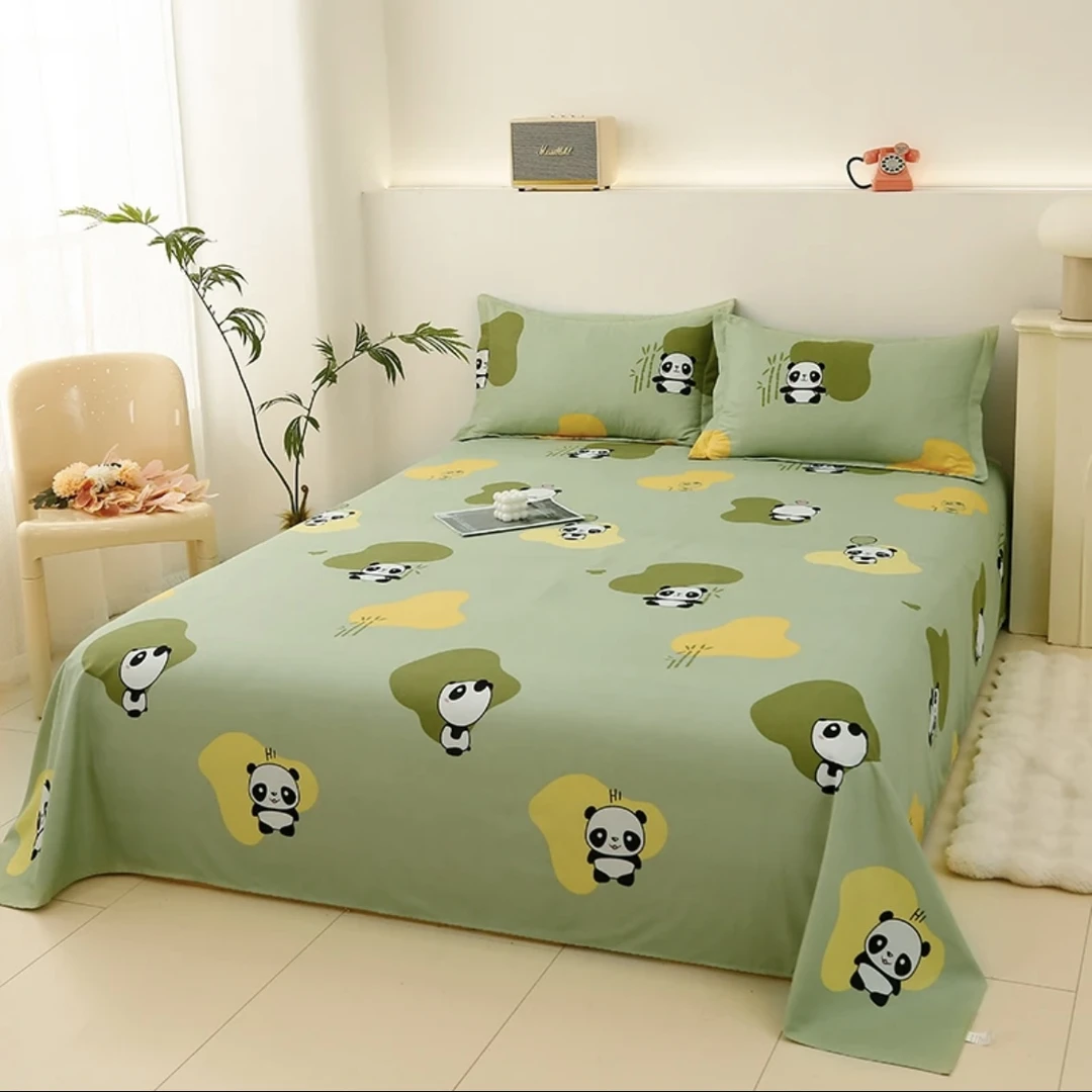 【熊猫假日双人床单】亲肤加厚印花网红双人床单200*230cm（±5cm）