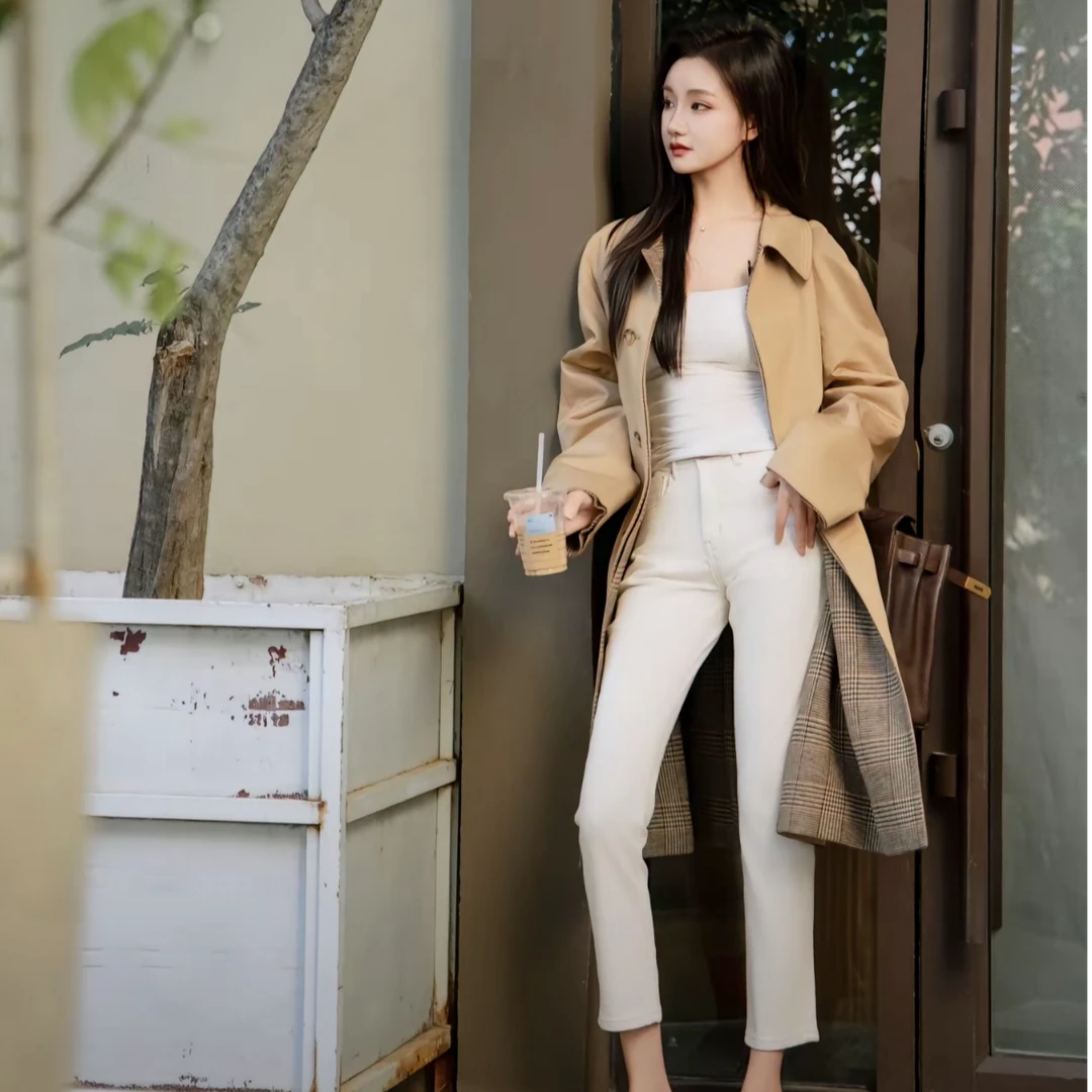 F·XIAO进口定制双面两穿色织羊毛格纹高密大衣宽松休闲中长款大衣