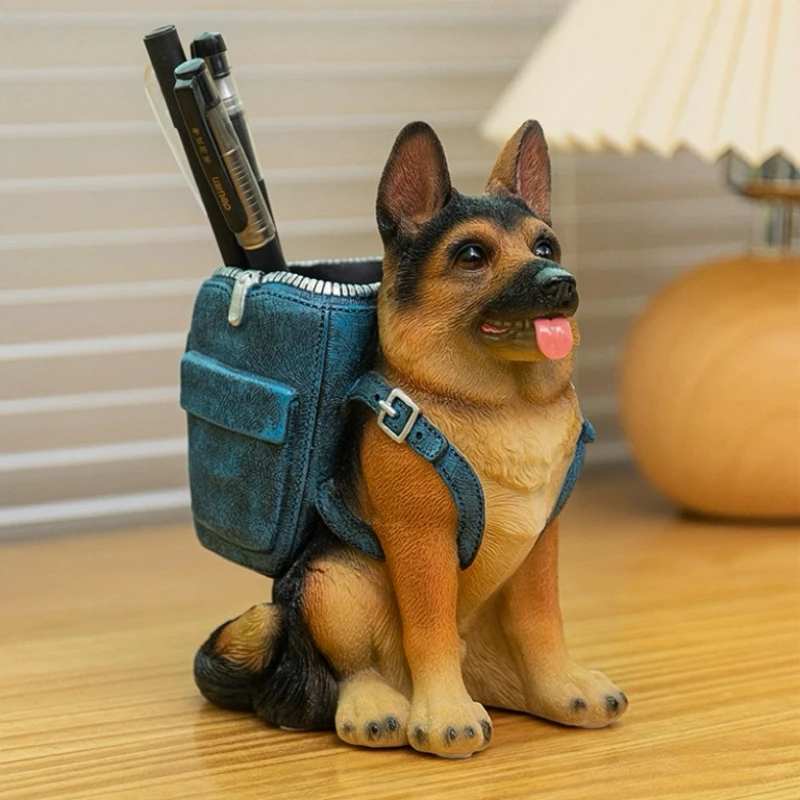 [树脂材质]可爱创意狗狗笔筒办公室桌面文具化妆刷收纳小摆件