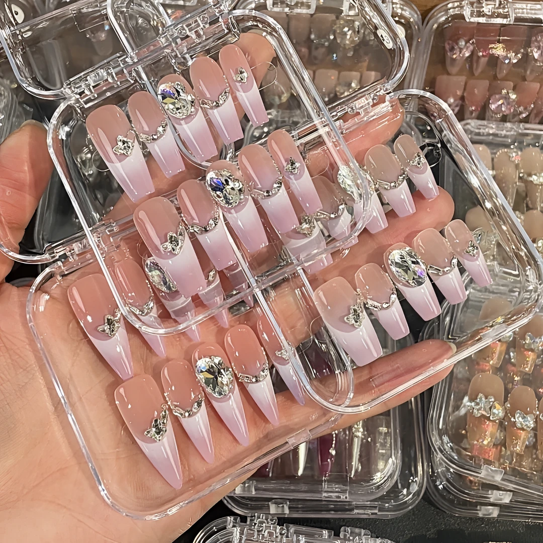 【紫苑】手工紫色法式渐变穿戴甲