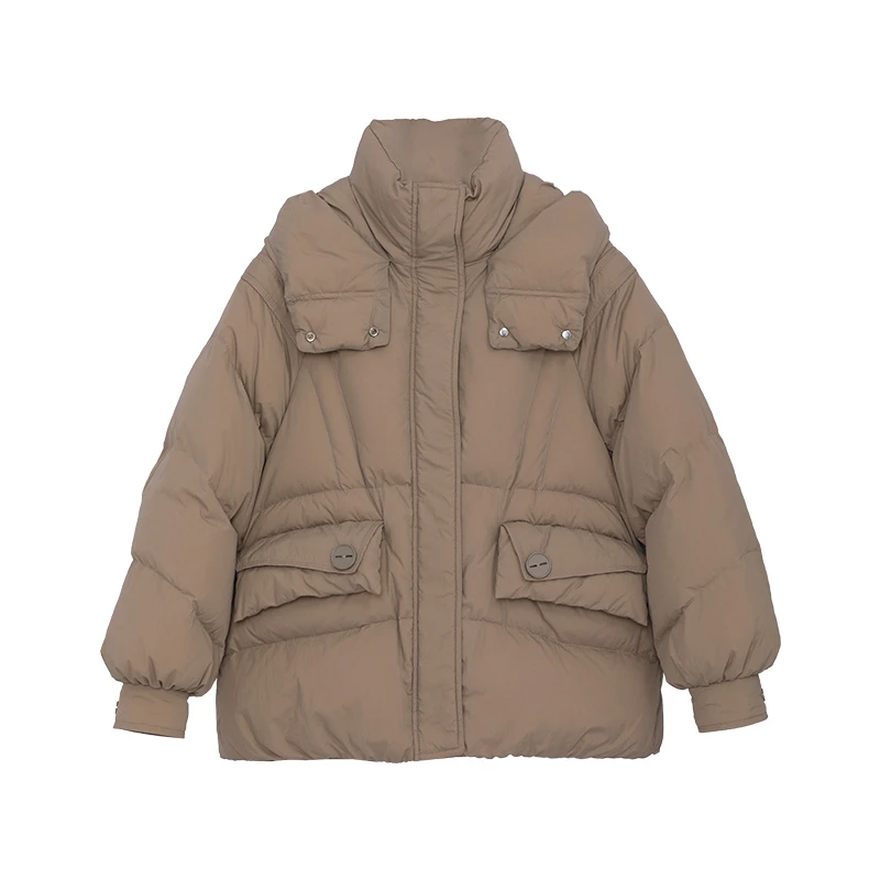 JOMI纯色连帽纽扣设计秋冬保暖羽绒服LKA58/LL021
