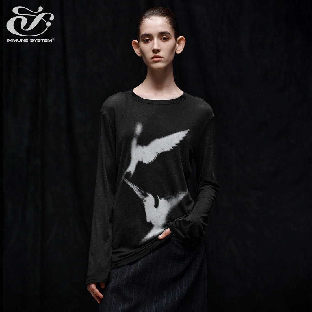 immune system免疫系统 自由白鸽 虚幻印花休闲轻薄长袖