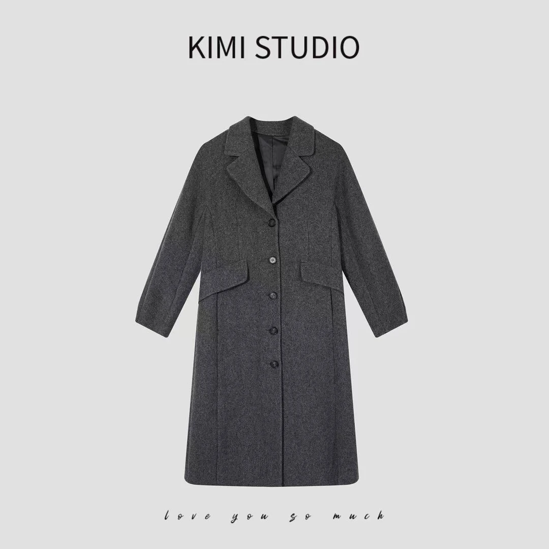 秋冬气质款收腰裙摆双面手缝显瘦羊毛大衣 AW241052