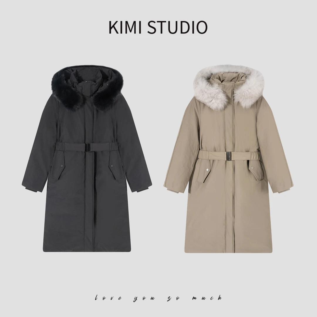 CC家狐狸毛领长款腰带派克鹅绒服  AW241349