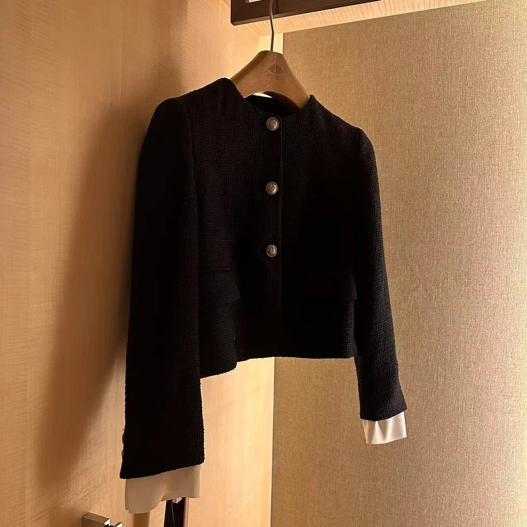 AW24176  zooc家拼接袖口小香风外套