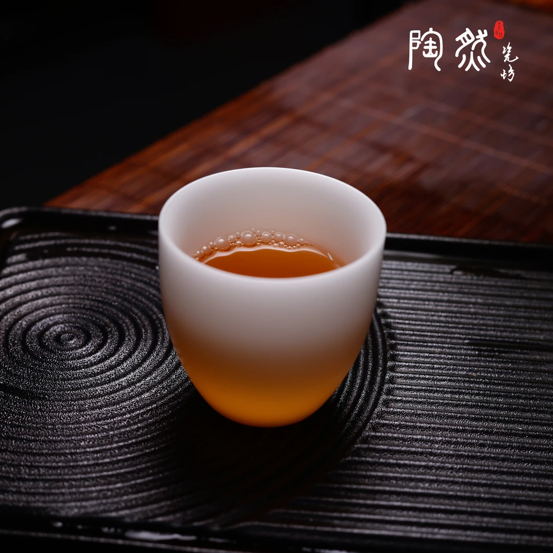陶然瓷坊/白瓷素烧冰种玉瓷迎福杯/客杯