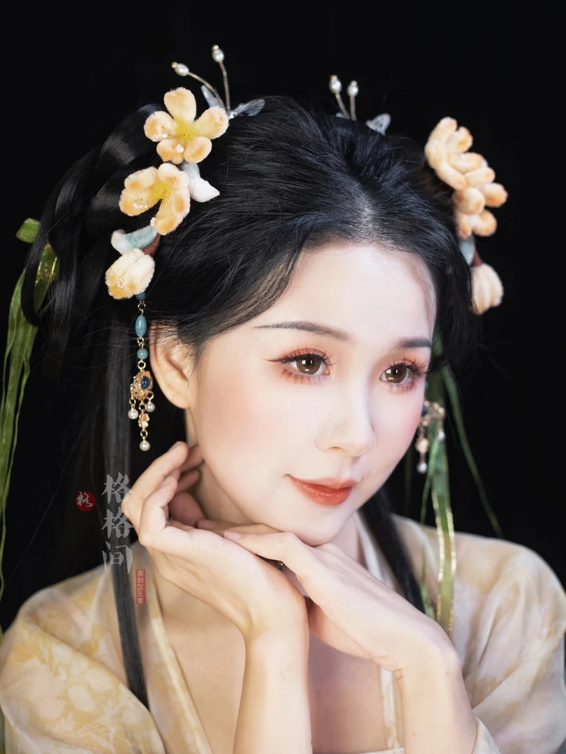 格格间原创【凌妙妙】永夜星河影视剧同款仿绒花热缩汉服头饰复古风