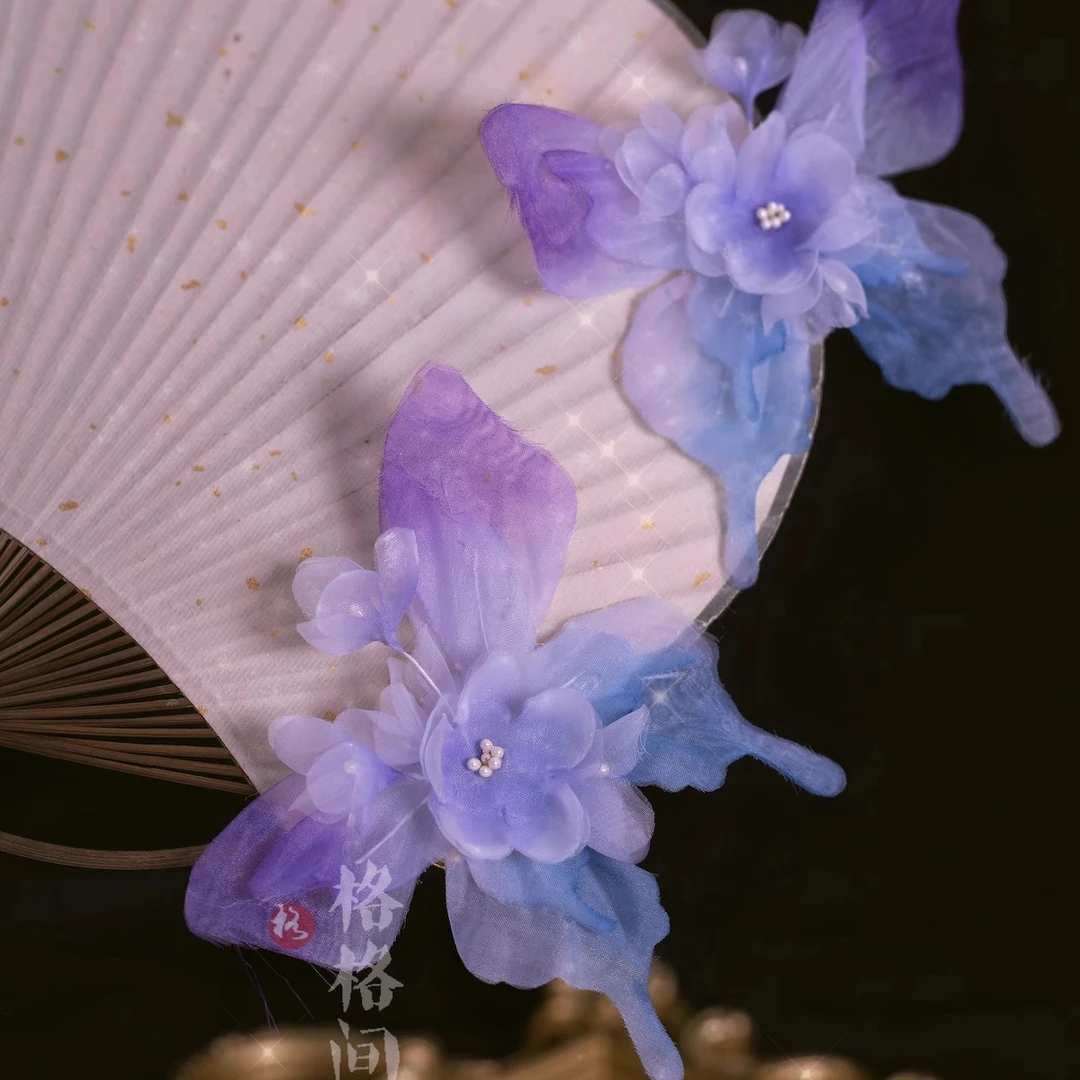 格格间【仙蝶】烫花发夹手工古风汉服旗袍新中式国风头饰发饰百搭