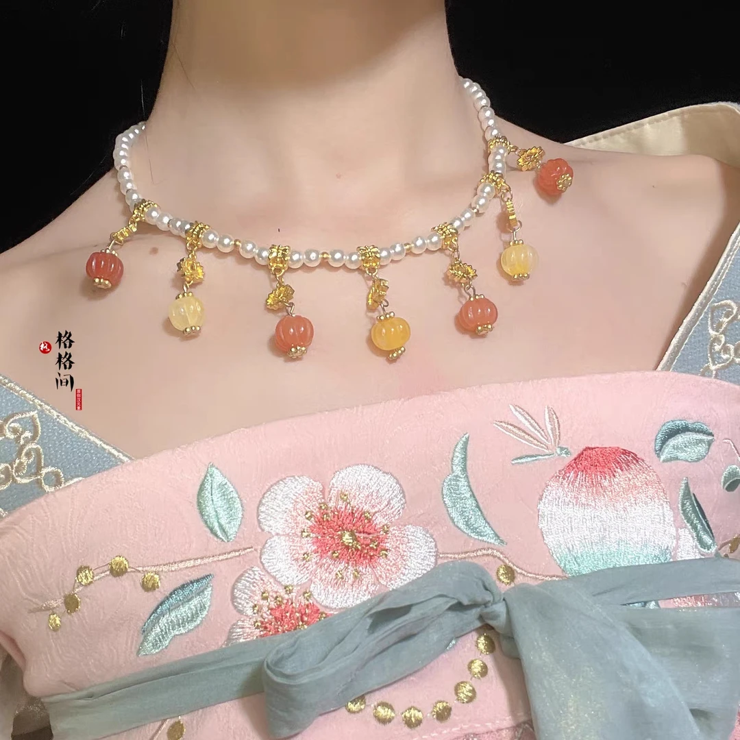 非金属项链 格格间原创南瓜古风汉服项链女软璎珞额饰百搭手工