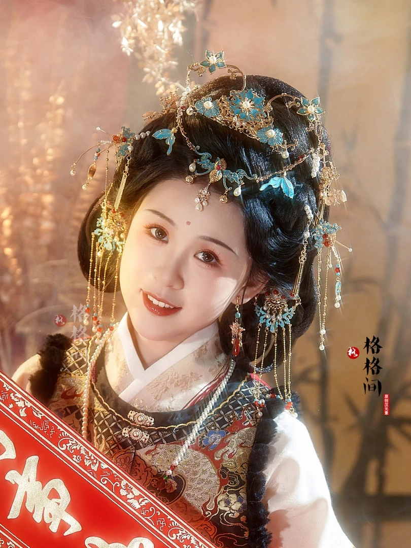 格格间原创【锦上添花】保色铜新中式明制汉服配饰长流苏复古风发饰