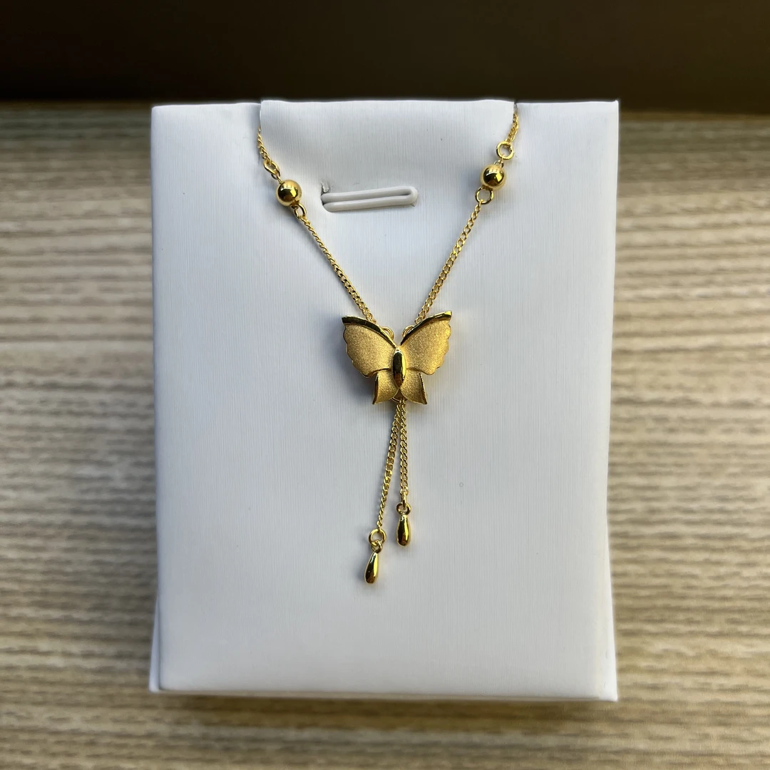 纯万福黄金 足金5G工艺 流苏闪蝴蝶套链吊坠 黄金按克