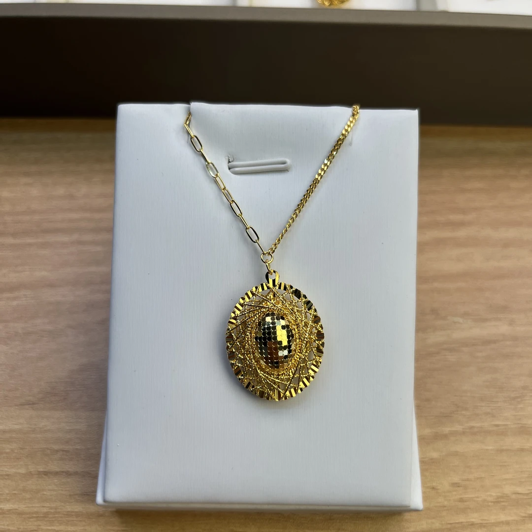 纯万福黄金 足金5G工艺 ab链亮闪鸽子蛋套链吊坠 黄金按克卖项链