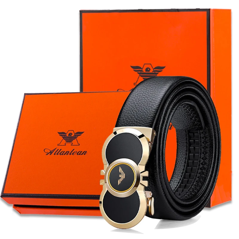 ATLANTEAN七夕礼盒皮带男士牛皮腰带自动扣商务休闲裤腰带