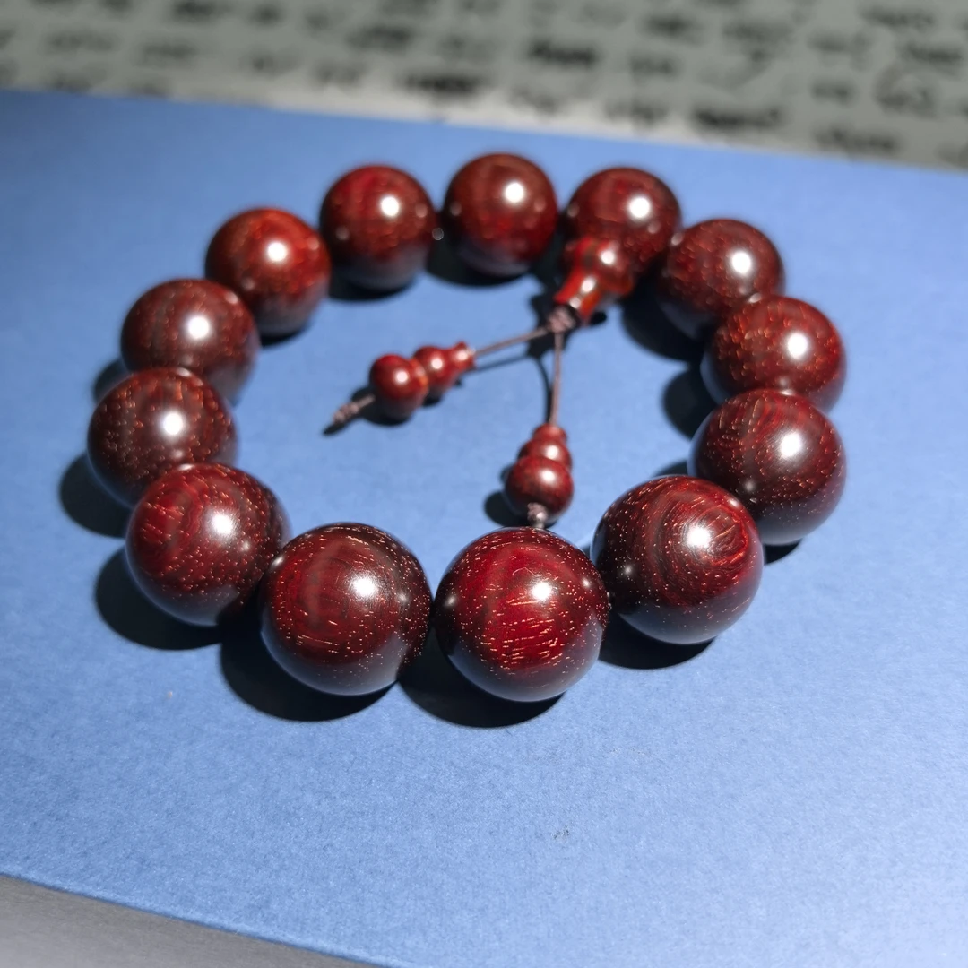 【九韵木语】印度小叶紫檀1.8爆满金星手串 三通款 文玩 XY40041