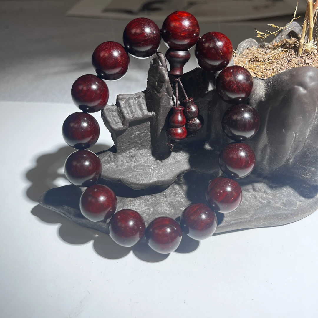 【九韵木语】印度小叶紫檀 1.5 金星三通款 文玩手串 XY95337