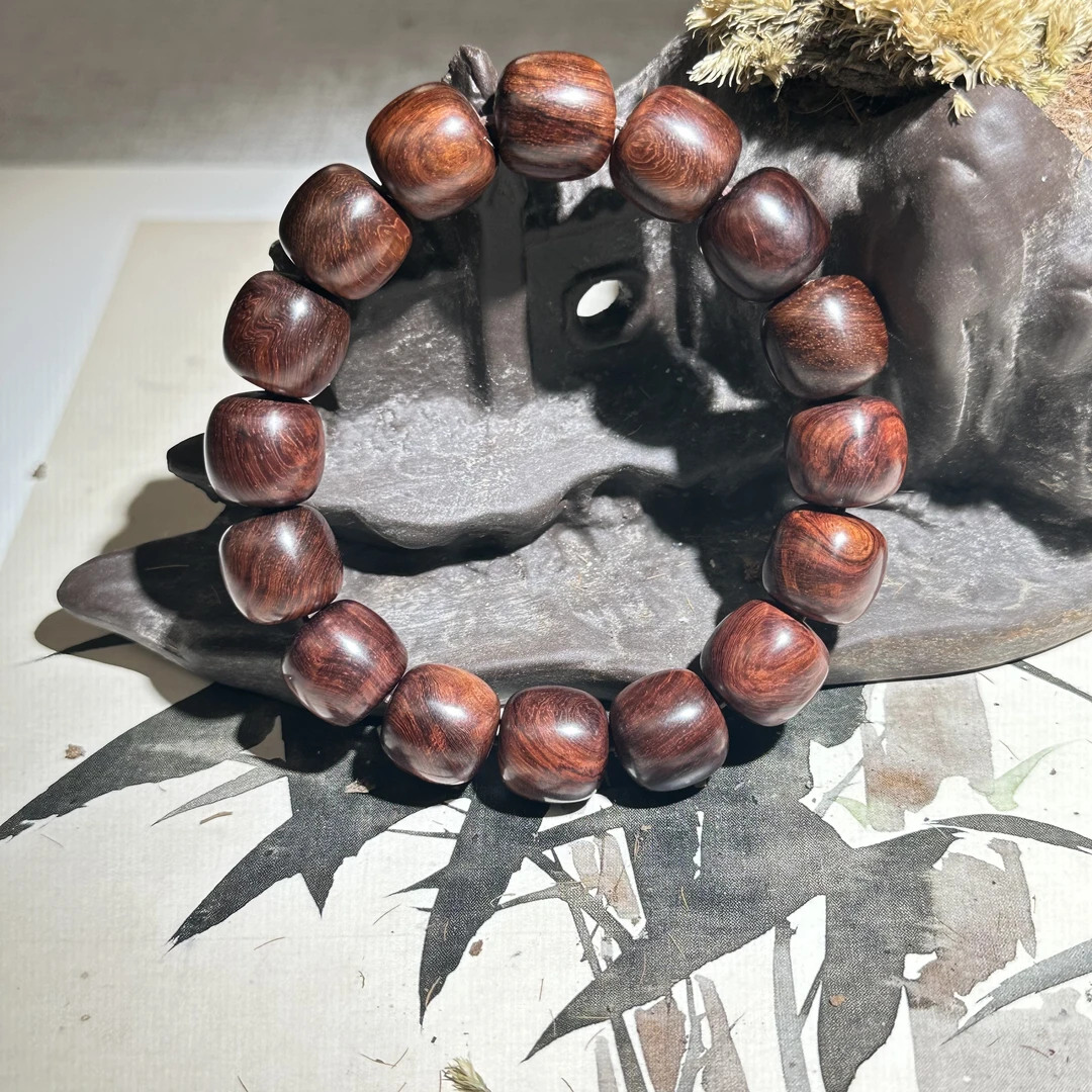 【九韵木语】海南黄花梨1.3*1.4 降香黄檀 单圈 文玩木串 HHL85015