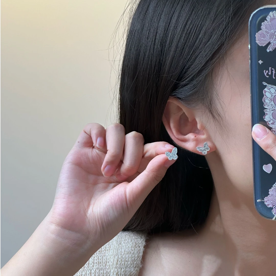 早兰 足银耳饰 【语初耳钉】足银9999蝴蝶耳钉百搭简约精致甜美
