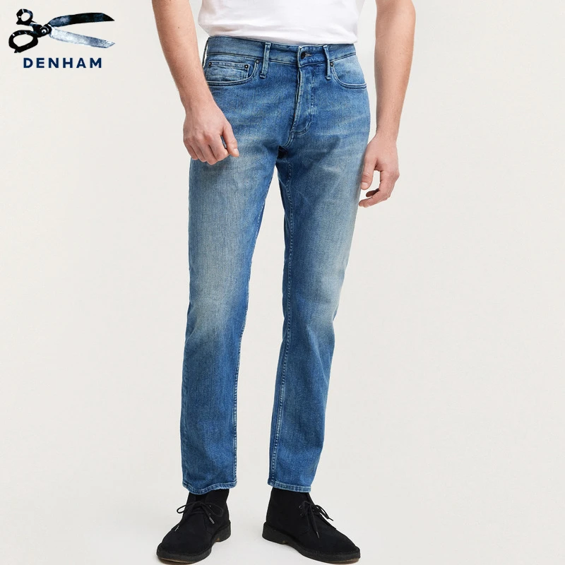 DENHAM夏季男士意大利制常规修身锥形水洗猫须剪刀牛仔裤RAZOR