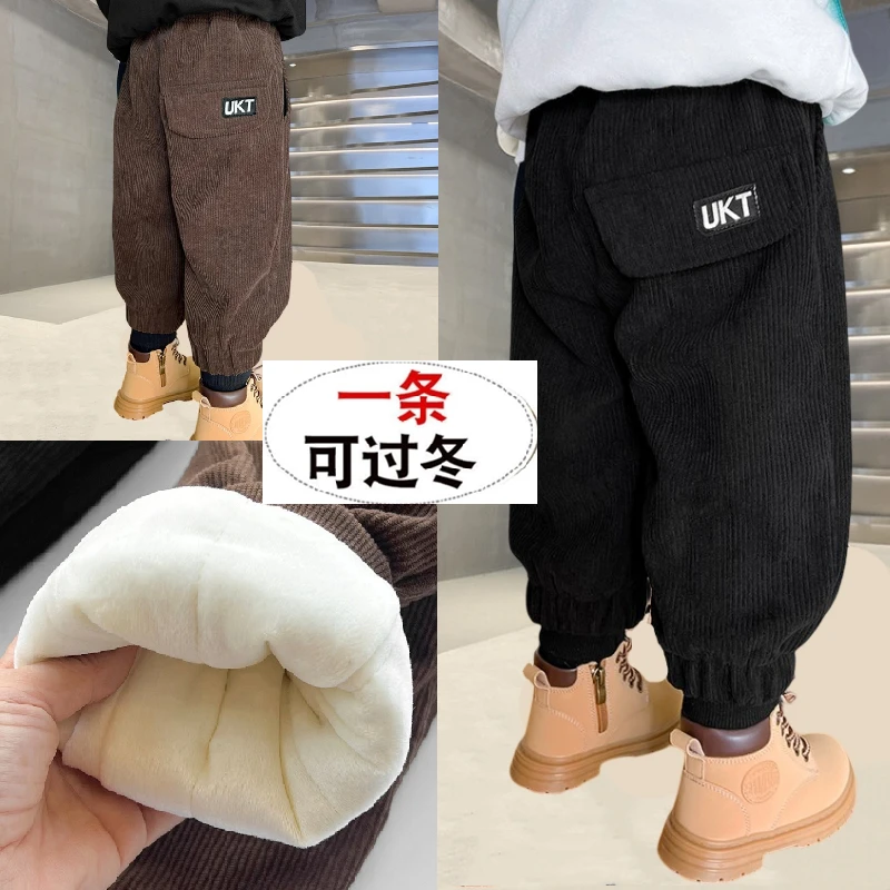 Fnm男童棉裤冬季加厚三层夹棉裤子儿童一条过冬运动裤外穿保暖休