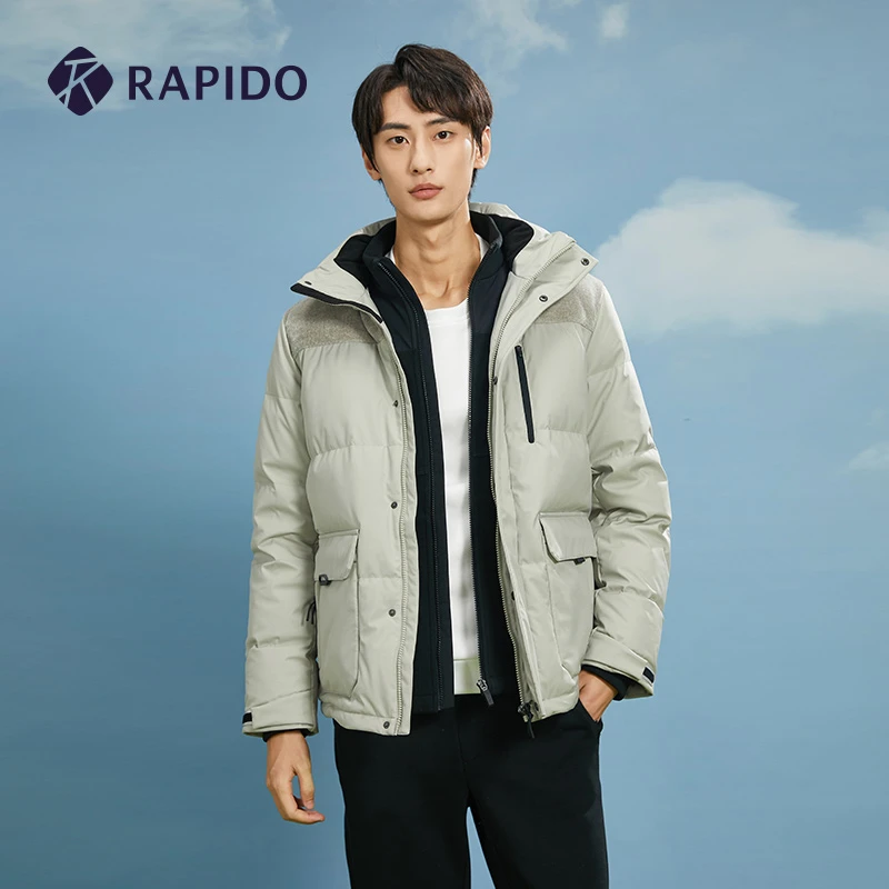 RAPIDO雳霹道2025年秋冬新男灯芯绒拼接可脱卸帽羽绒服CN3938O35