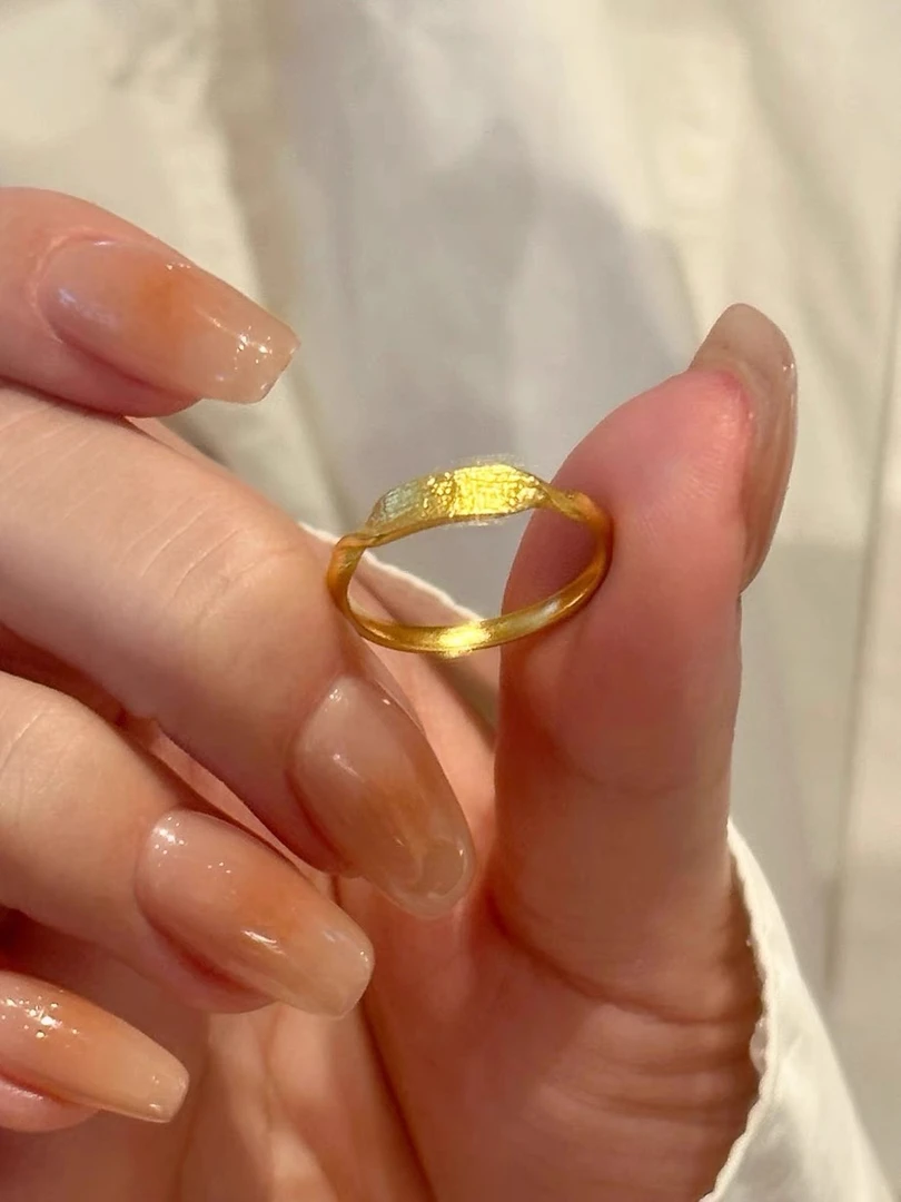 铜合金戒指 无事牌锤纹时尚百搭气质开口简约可调节戒指