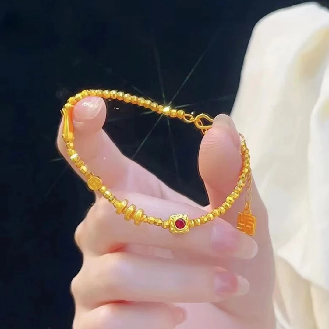 铜合金手链 小鱼福字时尚百搭气质简约精美设计感手链