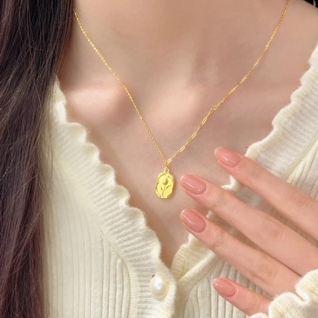 钛钢项链 郁金香项链