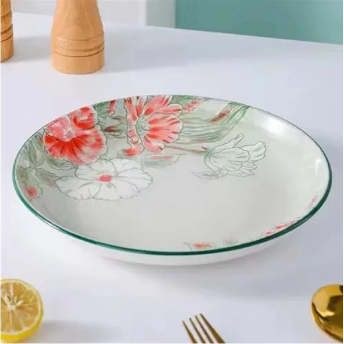 【釉下彩】10寸花开富贵家用网红陶瓷釉下彩抓饭盘大盘鸡盘