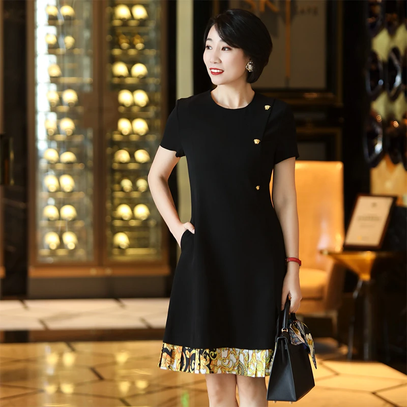ZOUMO/邹茉夏季新高级感短袖连衣裙藏肉显瘦醋酸小黑裙A30L00063