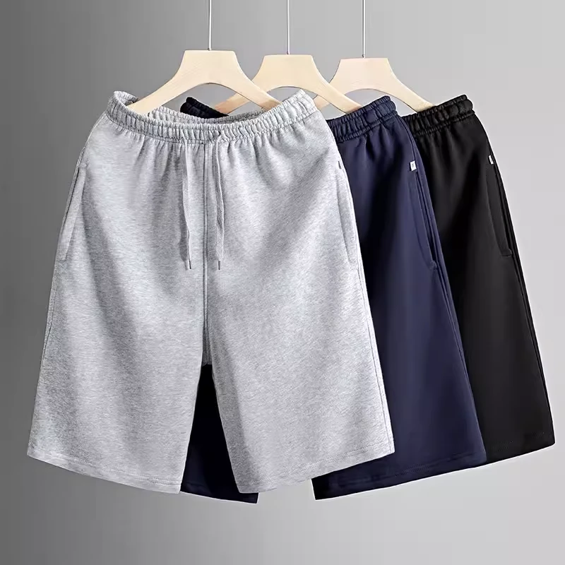 夏季潮流条纹宽松大码百搭休闲纯色运动五分短裤简约港风裤子ins