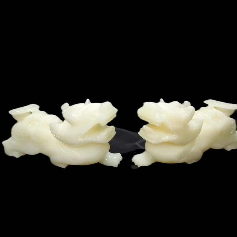 奇石原石直播间1号付米链接大号白瓷中式麒麟摆件家用玄关工艺品