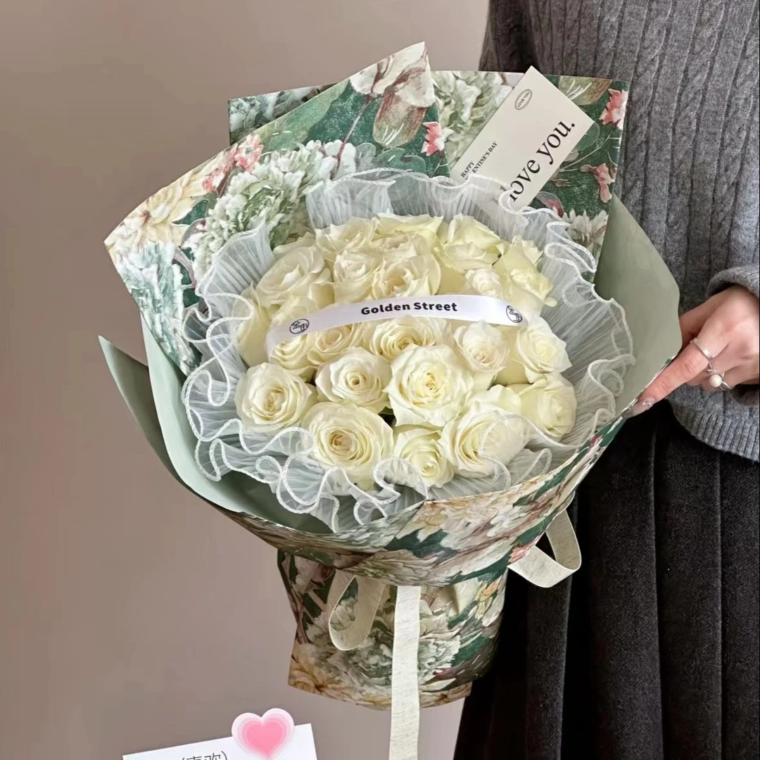 【1帮1】防水耐揉国色芳华纸高端鲜花花束包装纸花店花艺包花纸