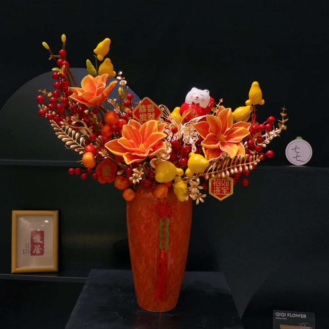 【1帮1】一对陶瓷瓶+材料包不含配件仿真花装饰包装材料