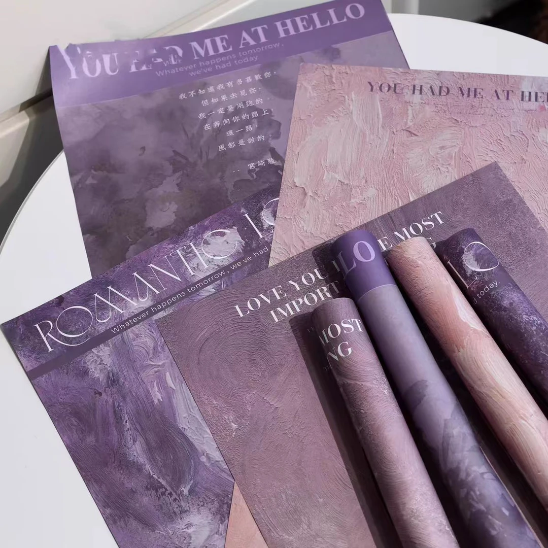 【1帮1】复古油画纸乌梅子酱大理石纹理艺术纸鲜花艺包装纸花店资材