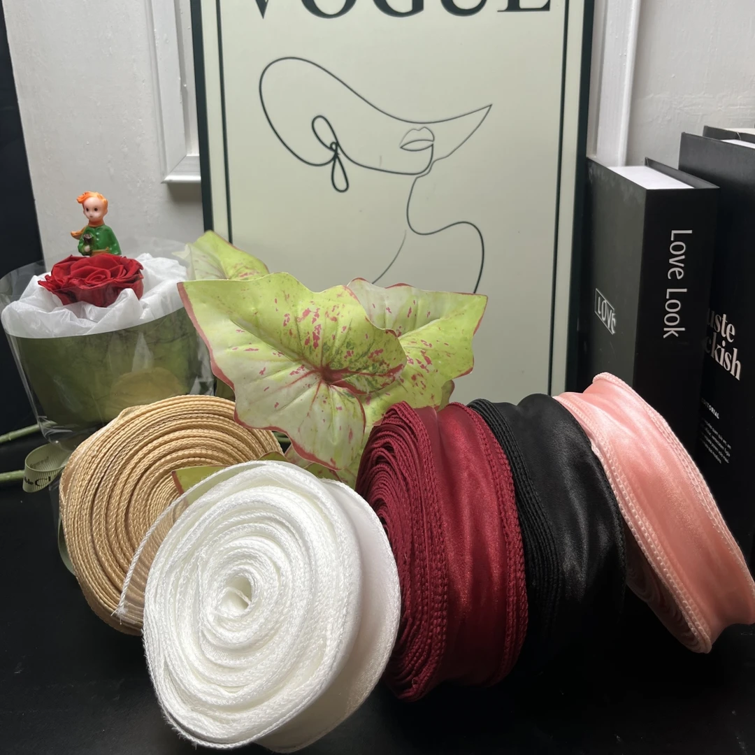【1帮1】10卷大盘素色鱼尾纱花艺礼盒缎带diy批发