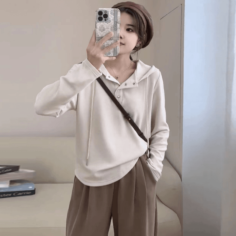 孕妇新款春秋外穿韩版连帽女百搭宽松减龄遮肚春装长袖T恤上衣