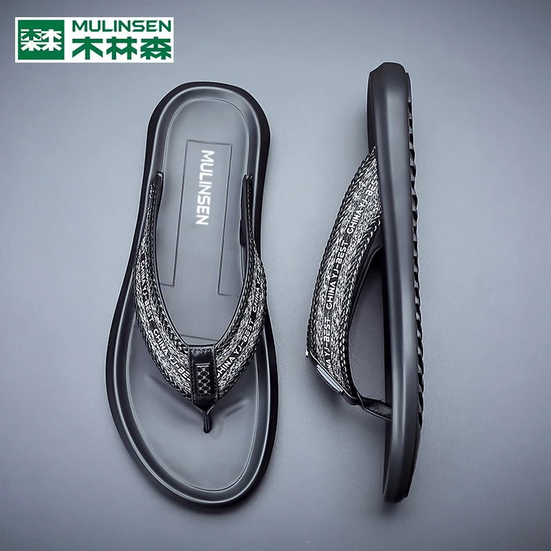 木林森2025夏季新款男士夹趾拖鞋舒适时尚休闲百搭软底夹脚人字拖