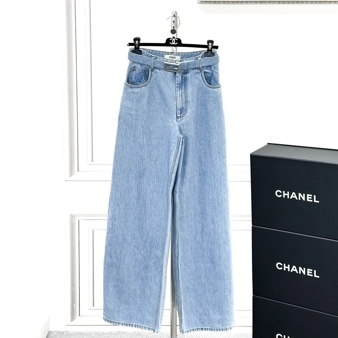 99新 FENDI/芬迪 38码 蓝色 牛仔阔腿裤