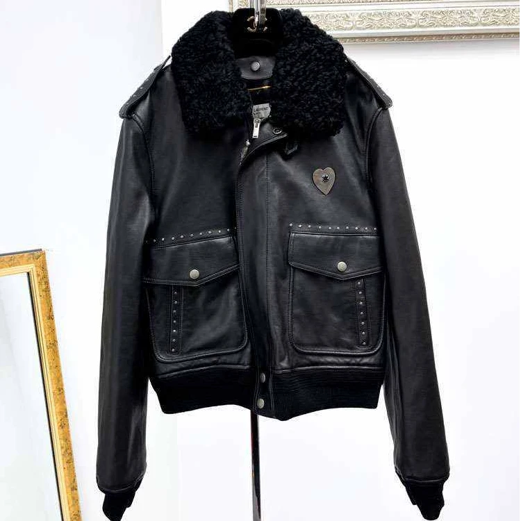 99新 Saint Laurent Paris 40码 黑色 长袖短款 拉链 皮衣外套