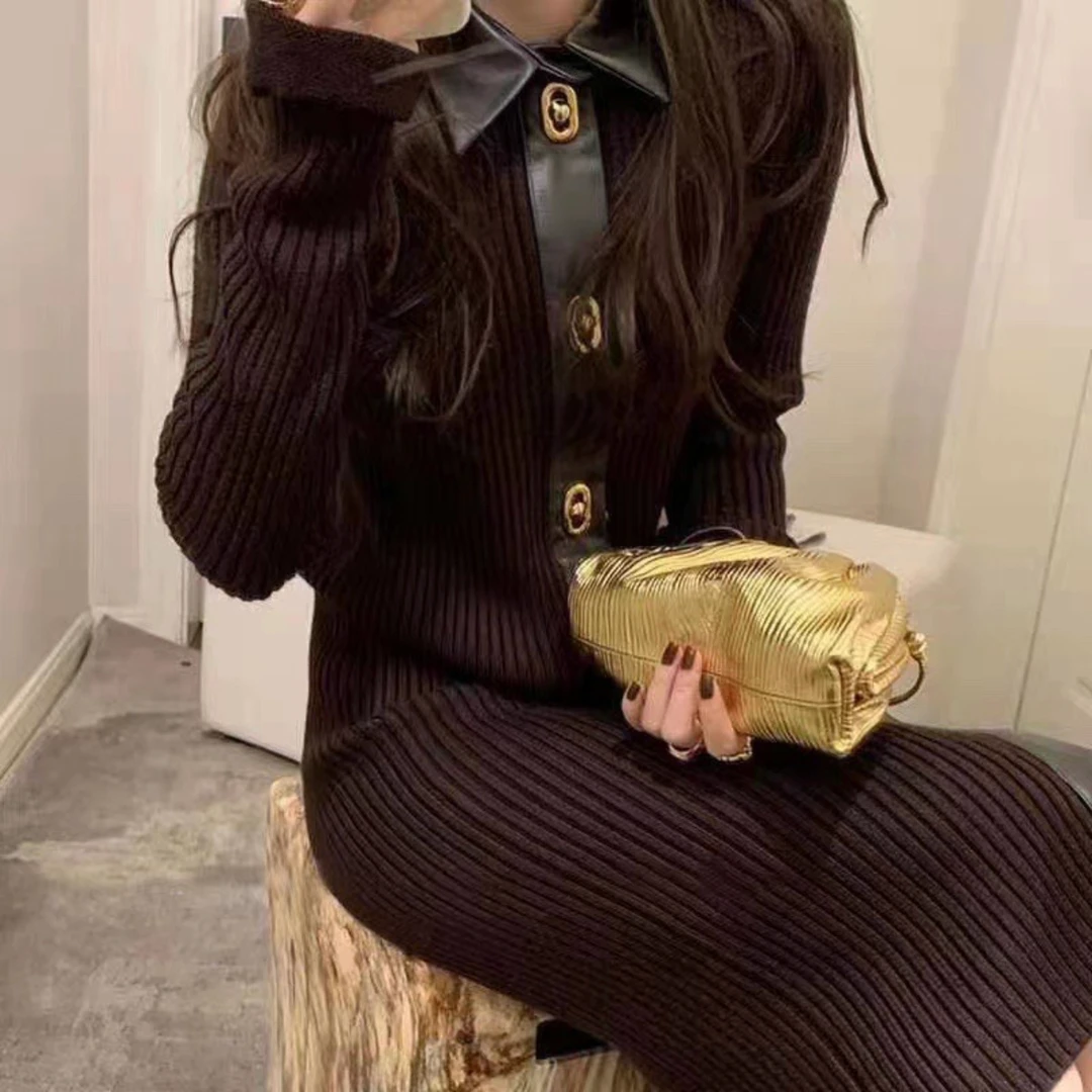 99新 BOTTEGA VENETA/葆蝶家 L码 咖啡色 长袖长款 针织 开衫